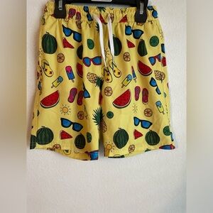 Maamgic Kids Swim Trunks - Yellow with Multicolor Print size 10/12